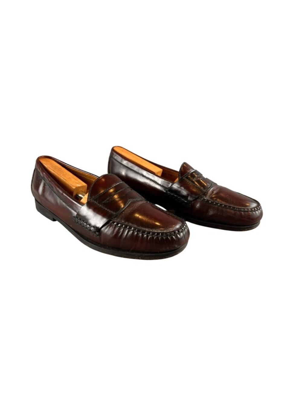 Cole Haan Mens 10 Loafers Shoes Burgundy Penny Leather Slip On Dress Classic VTG